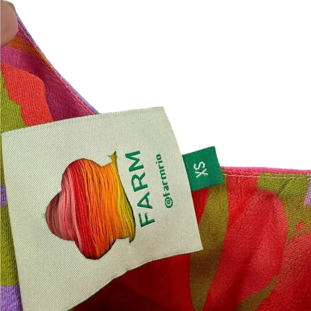New Farm Rio Colorful Leaves Cut-out Midi Dress Size XS B2019 - Picture 7 of 7